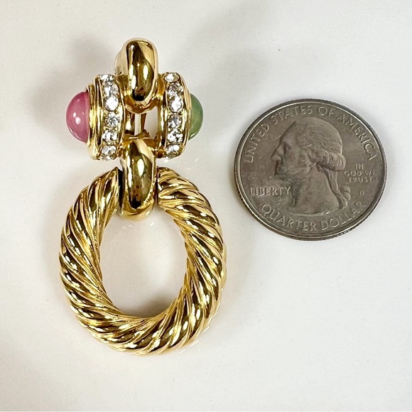 Givenchy Couture Gold & Pastel Door Knocker Clip-On Earrings - Picture 4 of 9